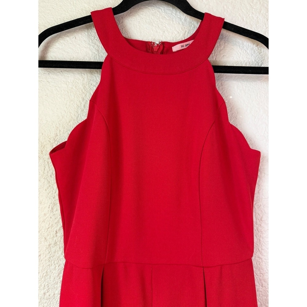 Red Halter Wide-Leg Jumpsuit - Picture 6 of 7